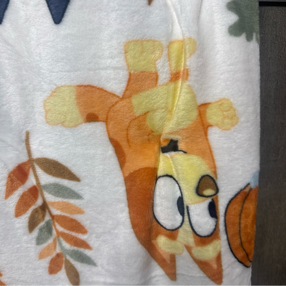 New Bluey & Bingo Fall Pumpkin & Leaves Plush 50" x 70" White Throw Blanket - Picture 8 of 10